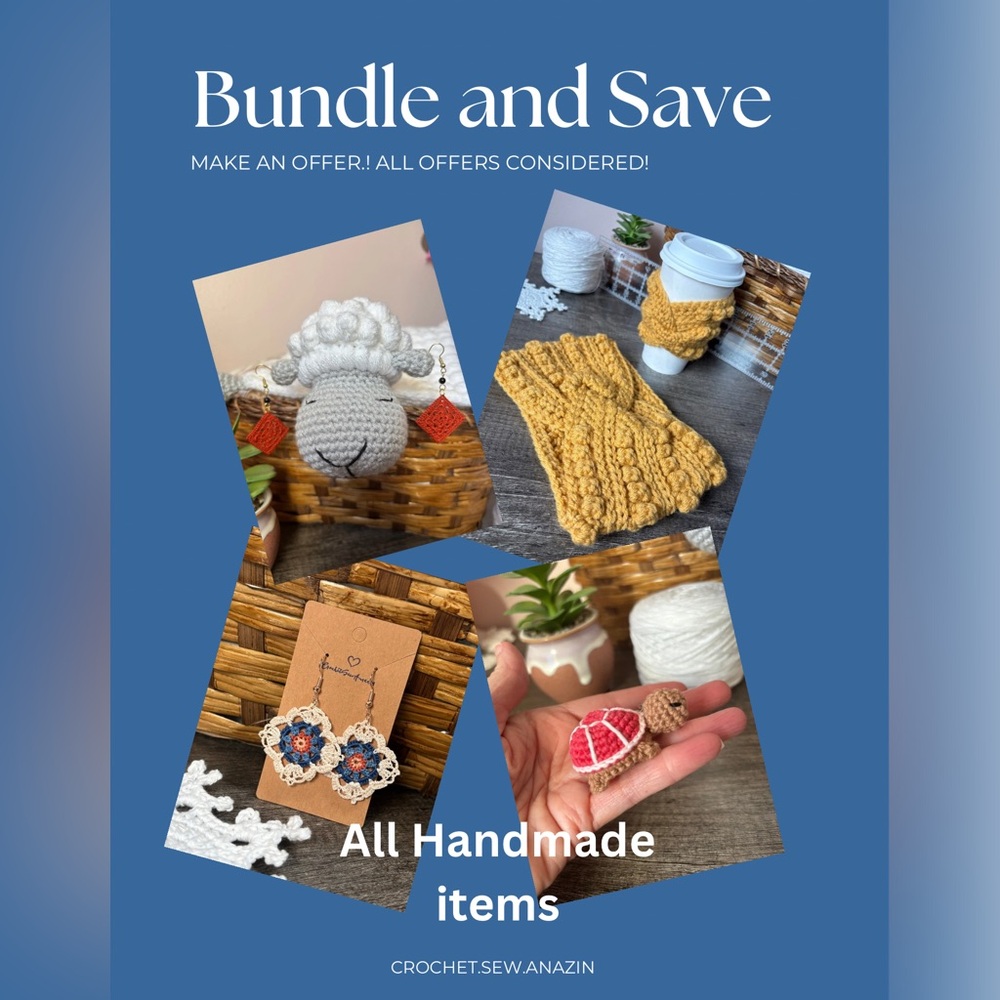 Handmade Crochet Items.  Create your bundle of 2 items to save 10%